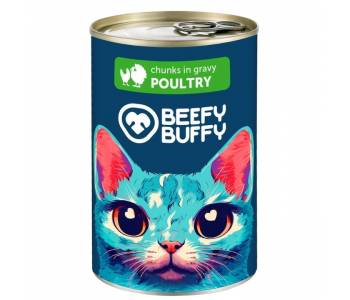 BEEFY BUFFY хапки в сос с птиче месо за котки, 415 г